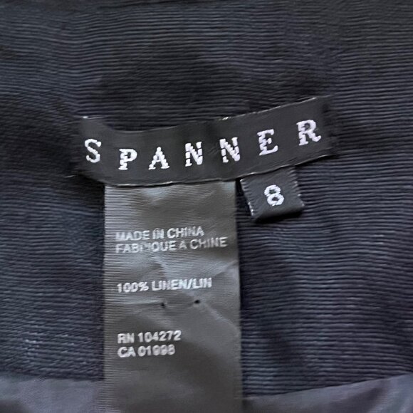 Spanner Blazer Size 8 Linen Button Front Jacket Polka Dot Ruffle Black White - Picture 9 of 9